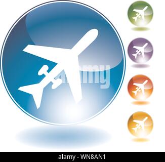 Aereo Icona di cristallo Illustrazione Vettoriale