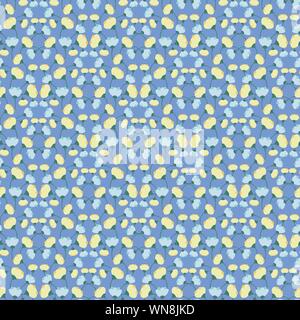 Vettore di seamless disegno geometrico con colori pastello e Fiori su fondo blu Illustrazione Vettoriale