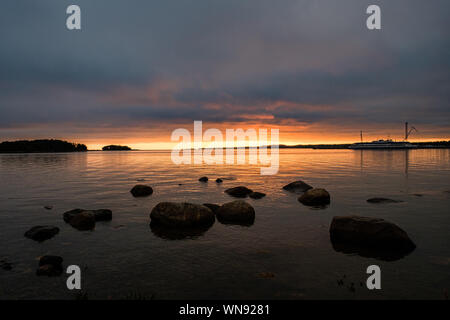 Mare del Nord panorama sulle isole Solovetsky Foto Stock