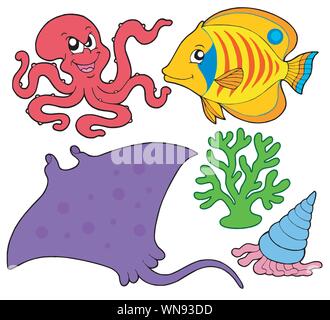 Simpatici animali marini collezione 4 Illustrazione Vettoriale