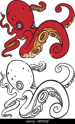 Octopus nuoto Illustrazione Vettoriale