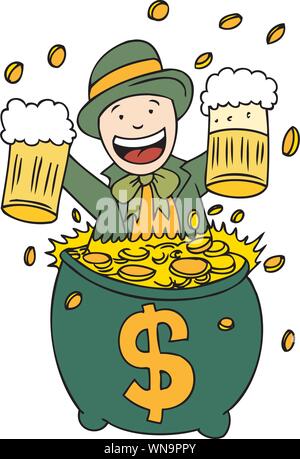 Lucky birra e oro Illustrazione Vettoriale