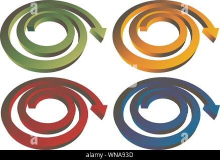 Isometrica freccia a spirale - Set da 4 Illustrazione Vettoriale