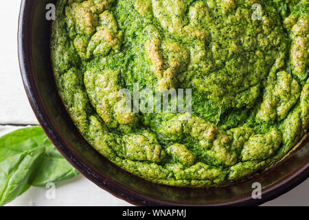 Souffle di spinaci cotti - foto aeree Foto Stock