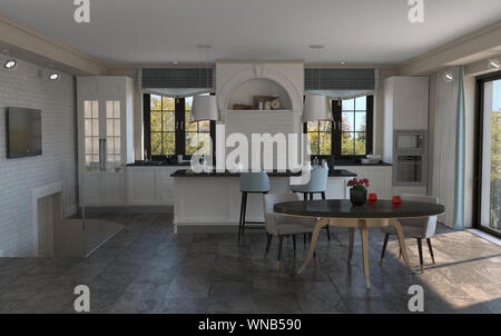 Cucina, interni, visualizzazione 3D illustrazione Foto Stock