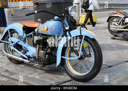 Vecchio elegante moto Indian. Indiano è un marchio americano di motocicli originariamente prodotto dal 1901 al 1953. Foto Stock