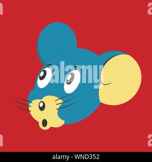 Un fumetto mouse su sfondo rosso Illustrazione Vettoriale