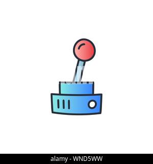 Il controller di gioco retrò joystick semplice icona colorata isolato su bianco. Illustrazione Vettoriale