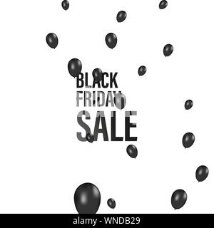 Venerdì nero palloncini dello sfondo. Nero palloncini realistica raccolta. Cool illustrazione vettoriale per affari, party, feste di compleanno o vacanze. Ricca di VIP Illustrazione Vettoriale