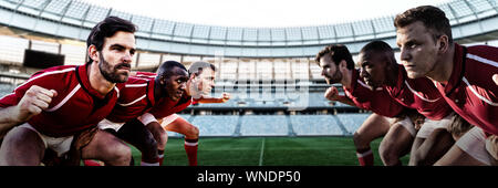 Immagine composita di diversi giocatori di rugby sul campo Foto Stock