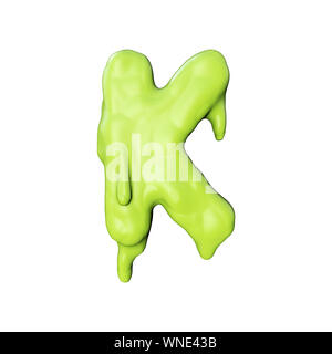 La lettera K melma verde colava halloween font. Il rendering 3D Foto Stock