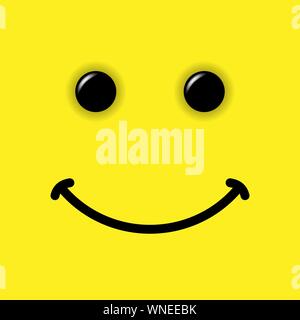 Smile emoticon su sfondo giallo. Illustrazione Vettoriale Illustrazione Vettoriale