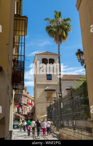 Malaga, Costa del Sol, Spagna. Calle San Agustin e il Palacio de los Condes de Buenavista, che ospita il Museo di Picasso. Foto Stock