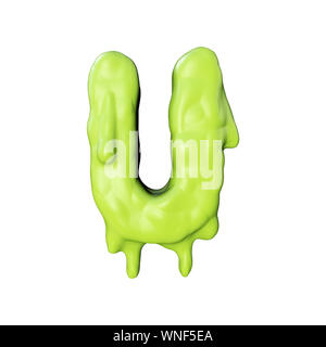 Lettera U melma verde colava halloween font. Il rendering 3D Foto Stock