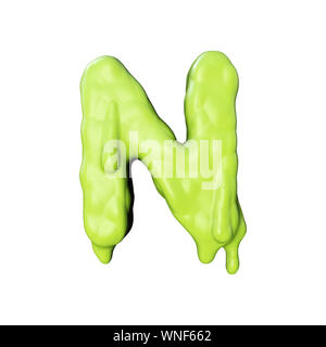 Lettera n melma verde colava halloween font. Il rendering 3D Foto Stock