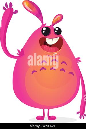 Vector cartoon alien sayes Hallo. Verde alien viscido mostro con tentacoli. Happy Halloween mosnter verde sventolare. Monster icona o logo. Cartoon monste Illustrazione Vettoriale