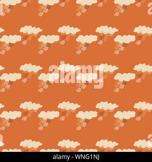 Seamless disegno vettoriale con strisce di pioggia nuvole Illustrazione Vettoriale