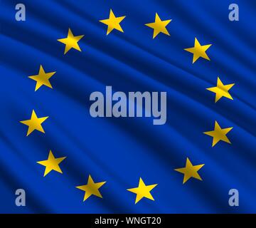 Sfondo con 3d sventola bandiera dell Unione Europea Illustrazione Vettoriale