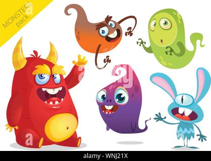 Cartoon mostri. Set di vettore di cartoon mostri isolato Illustrazione Vettoriale