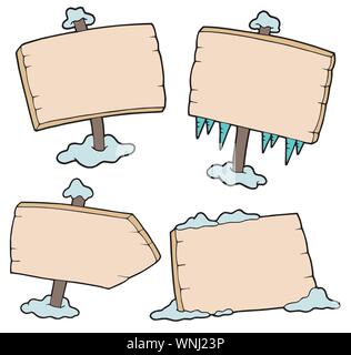 Inverno segni di legno Illustrazione Vettoriale