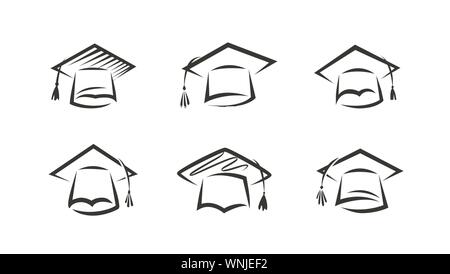 Logo per laureati. Icona o simbolo Education. Illustrazione vettoriale Illustrazione Vettoriale