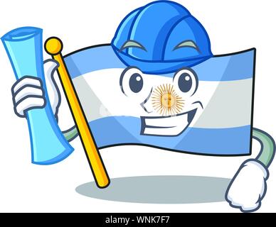 Architetto bandiera argentina isolato con il carattere Illustrazione Vettoriale