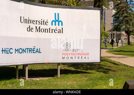 Montreal, CA - 5 Settembre 2019: Università di Montreal (UDEM) firmare Foto Stock