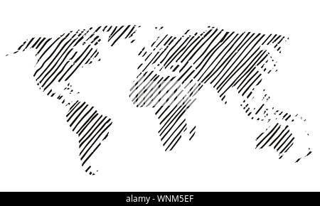 Migliori doodle mappa del mondo per il design. Disegnata a mano a mano libera schizzo modificabile. Il pianeta terra semplice stile grafico. Linea del vettore illustrazione, EPS 10 Illustrazione Vettoriale