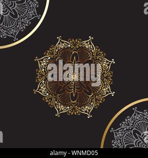 Lusso mandala ornamentali background di design in colore oro - Vettore Illustrazione Vettoriale