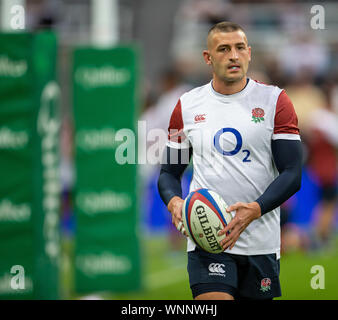 Newcastle, Regno Unito. 06 Sep, 2019. 6 settembre 2019; St James Park, Newcastle, Tyne and Wear, Inghilterra; Internazionale di Rugby, tra Inghilterra e Italia; Jonny Maggio di Inghilterra - solo uso editoriale. Credit: Azione Plus immagini di sport/Alamy Live News Foto Stock