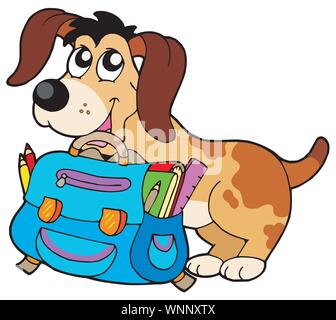 Cane con borsa di scuola Illustrazione Vettoriale
