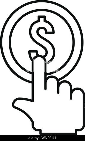 Fare clic su moneta in oro icona. Fare clic su Profilo gold coin icona vettoriali per il web design isolato su sfondo bianco Illustrazione Vettoriale