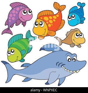 Vari cartoon raccolta di pesci Illustrazione Vettoriale