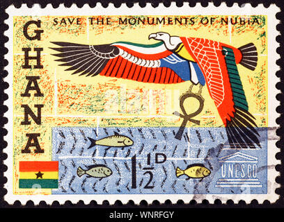 Nubian affreschi sul francobollo del Ghana Foto Stock