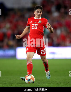 Il Galles' Daniel James in azione durante UEFA EURO 2020 qualifica, gruppo e corrispondono al Cardiff City Stadium di Cardiff. Foto Stock