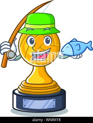 La pesca pallavolo trofeo nella forma dei caratteri Illustrazione Vettoriale