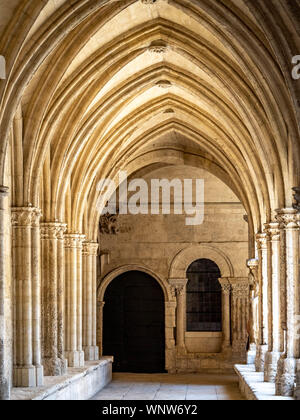 Belle arcate intorno al Chiostro di San Trophime di Arles, Francia. Foto Stock