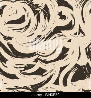 Vettore di Seamless texture di colore beige da tratti e linee. Texture Pennello. Illustrazione Vettoriale