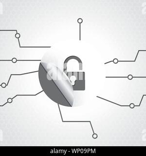 La tecnologia di progettazione di sfondo con adesivo a forma di lucchetto Illustrazione Vettoriale