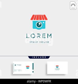 Fotocamera Logo Shop template vettoriale Icona del Design Illustrazione Vettoriale