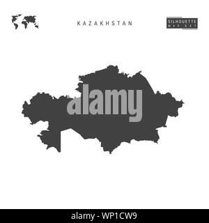Il Kazakistan Mappa vuota isolata su sfondo bianco. High-Detailed silhouette nera Mappa di Kazakistan. Foto Stock