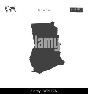 Il Ghana Mappa vuota isolata su sfondo bianco. High-Detailed silhouette nera Mappa di Ghana. Foto Stock