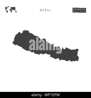 Il Nepal Mappa vuota isolata su sfondo bianco. High-Detailed silhouette nera Mappa del Nepal. Foto Stock