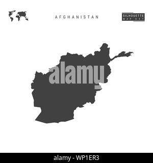 Afghanistan Mappa vuota isolata su sfondo bianco. High-Detailed silhouette nera mappa dell'Afghanistan. Foto Stock