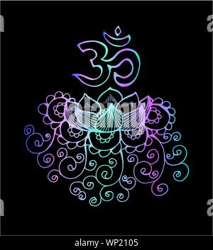 Colore lotus illustrazione. Pattern, om e flowertus illustrazione. Pattern, om e fiore Illustrazione Vettoriale