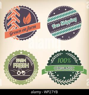 Retrò badge organico impostato Illustrazione Vettoriale
