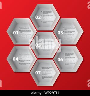 Infografico design di sfondo con forme esagonali Illustrazione Vettoriale