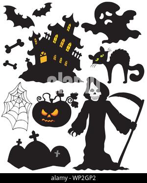 Set di sagome di Halloween Illustrazione Vettoriale