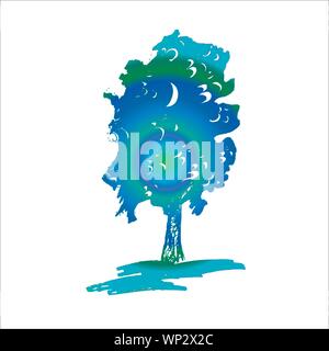 Neon di illustrazione di un albero e ohm in esso. Illustrazione Vettoriale