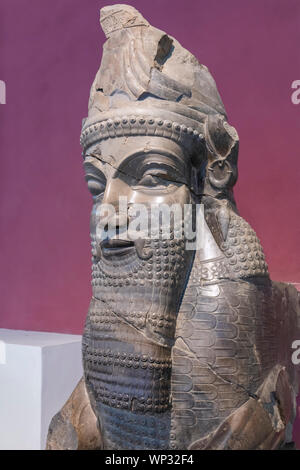Colonna di capitale, Persepolis, Museo di Iran antico, Museo Nazionale dell'Iran, Teheran, Iran Foto Stock